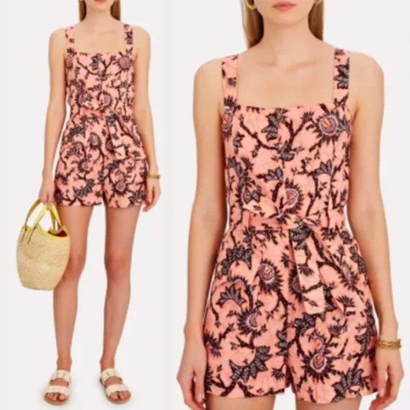 A.L.C. Pink Gilmour Floral Linen Romper  NWT - Picture 1 of 11
